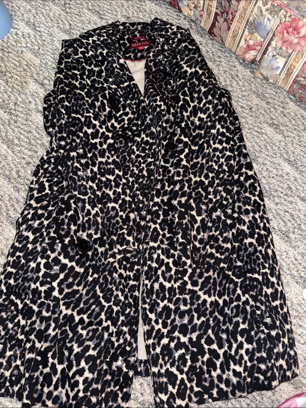 Mossimo Supply Co. Black and Cream Leopard Print Sleeveless Trench Jumpsuit